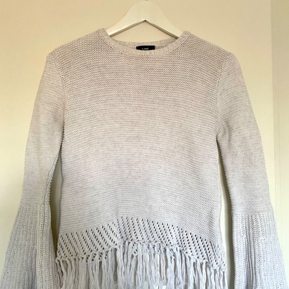Line Knitwear Fringe Bell Sleeve Sweater - Picture 2 of 4